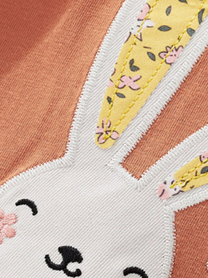 Toddler cotton tee with bunny applique and floral ears