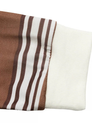 Striped Dropped Shoulder Sweatshirt in Coffee Brown, fit detail