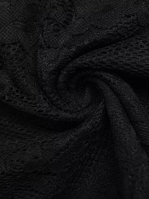 Black lace t-shirt with intricate floral pattern detail