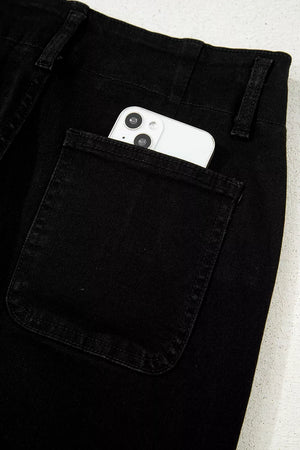 2-button High Waist Flared Jeans, side view