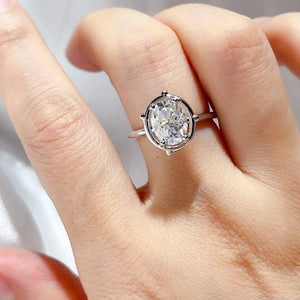 Oval Solitaire 1 Carat Moissanite Sterling Silver Ring, model styling view