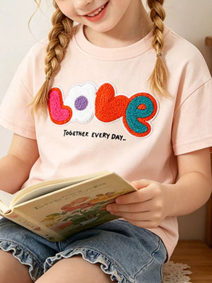 Toddler cotton crew neck t-shirt with playful love graphic