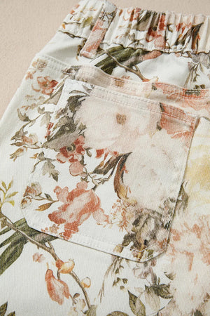 Vintage Floral Print High Waist Wide Leg Jeans, product detail