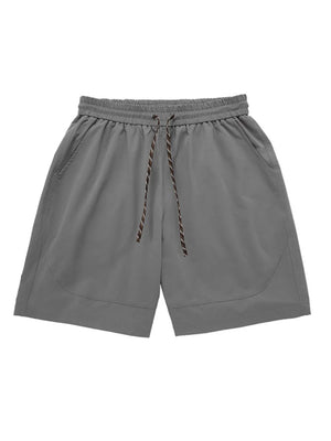 Men's gray chino shorts with drawstring waist and pockets