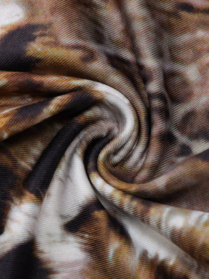 Lace trim cami and skirt set in brown and white animal print fabric.