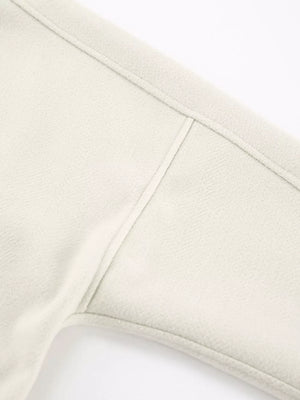 Elegant Stand Collar Open Front Outerwear in White, fit detail