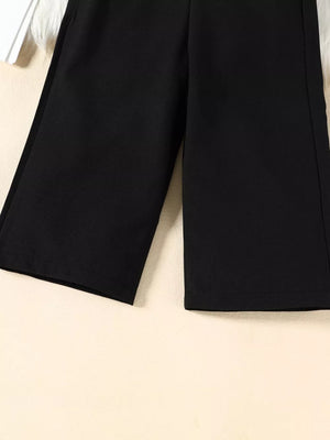 Toddler black ruffle sleeve set pants detail