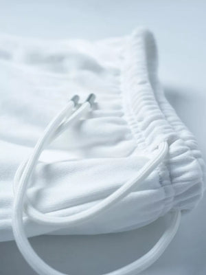 Men S Drawstring Wide Leg Pants in White, alternate angle