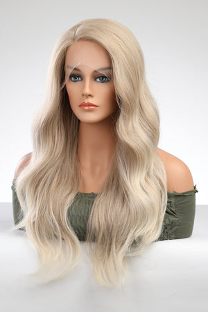 Blonde lace front wig with long, wavy beachy hair and a natural hairline