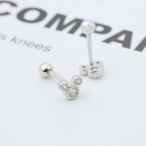 Sterling silver Mickey Mouse stud earrings with dazzling stones