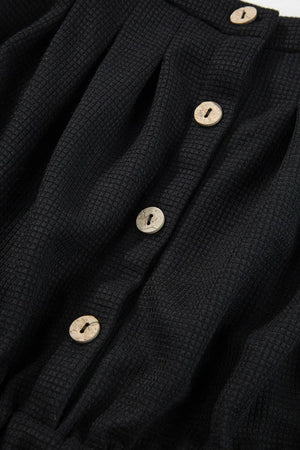 Black waffle knit jumpsuit with button detail