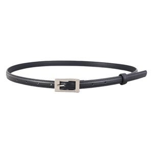 Black premium cowhide leather belt with a silver metal buckle