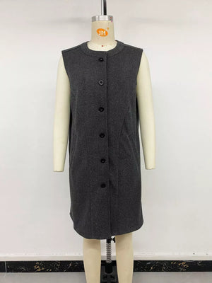 Sleeveless Longline Vest Coat, back view