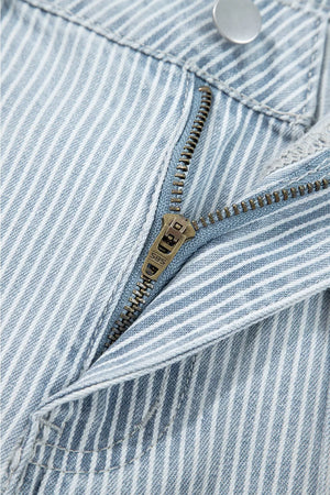 Striped Wide-leg Cropped Jeans in Light Blue, view 13