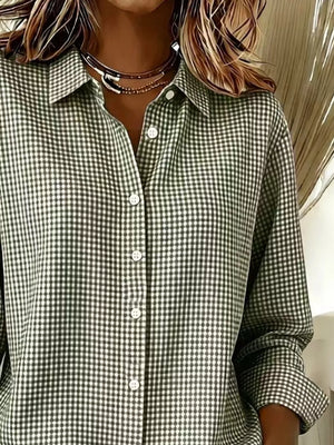 Plus Size Plaid Button Up Long Sleeve Shirt, editorial view