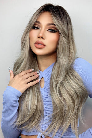 Ombre Wave Frontal Wig in Ash Blonde Balayage with loose waves and a natural hairline.