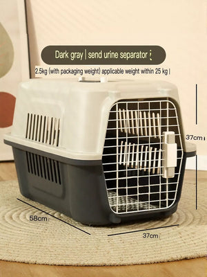 Dark Gray and White Two-tone Medium Pet Carrier Bag with ventilation and secure latch.