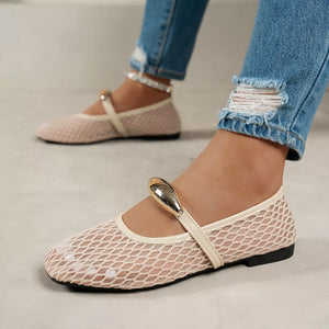 Square Toe Mesh Slip-on Flats, alternate angle