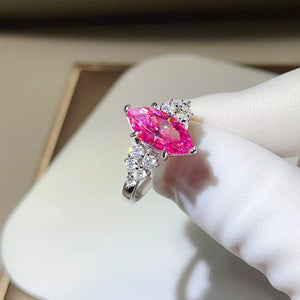 1 Carat Sterling Silver Moissanite Cluster Ring, model styling view