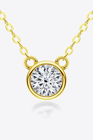 Gold solitaire moissanite bezel necklace with delicate chain