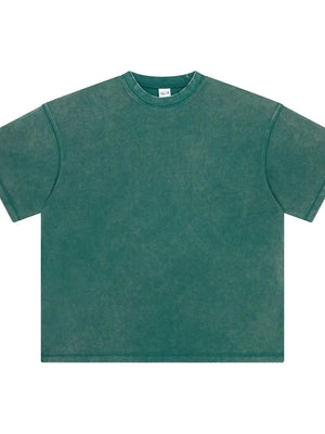 Vintage wash boxy t-shirt in deep teal with a crew neck and short sleeves.