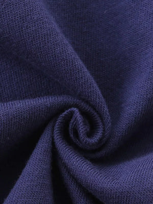 Navy blue cotton baby outfit fabric detail