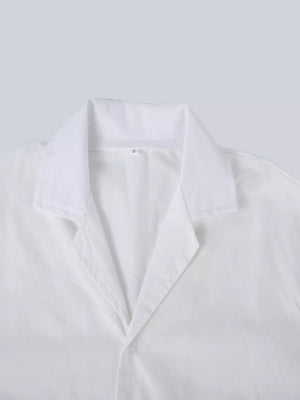 Men's Casual Short-sleeve Shirt Plus Size in White, fabric detail