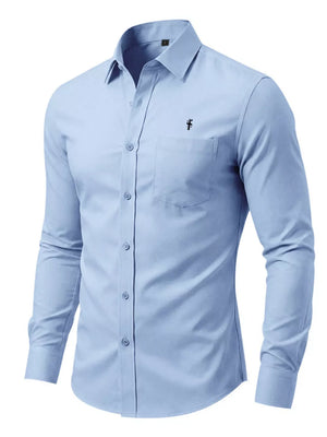 Men's Slim Fit Button Up Shirt Plus Size in Black, fit detail