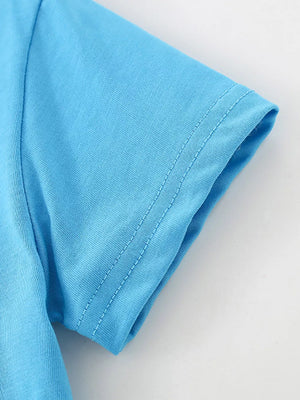 Blue cotton baby t-shirt sleeve with double stitched hem