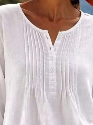 Casual Button Detail Long Sleeve Linen Shirt in Yellow, view 14