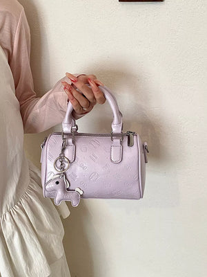 Top Handle Crossbody Bag in Pink Purple, model styling view