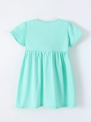 Children's Bunny Print Button Detail Dress, back view