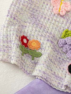 Children's Flower Sleeveless Top And Shorts Set, model styling view