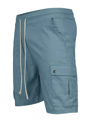 Men's Full Size Drawstring Casual Cargo Shorts in Light Gray, model styling view