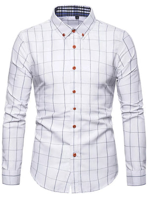 Men's Plus Size Classic Plaid Button-down Shirt, close-up detail