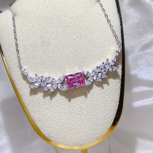 0.5 Carat Sterling Silver Floral Moissanite Necklace, front view
