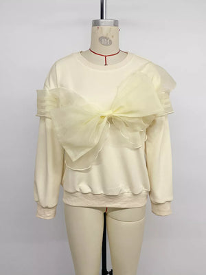 Bow Round Neck Long Sleeve Sweatshirt, side view