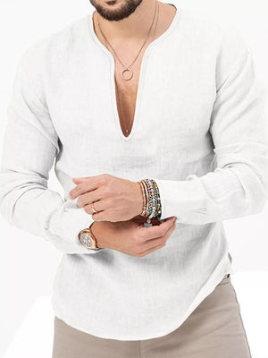 Men's Slim Fit Long Sleeve Blouse Plus Size, side view