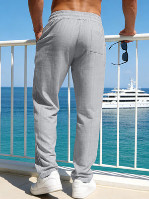 Men's Casual Striped Drawstring Pants Plus Size, product detail