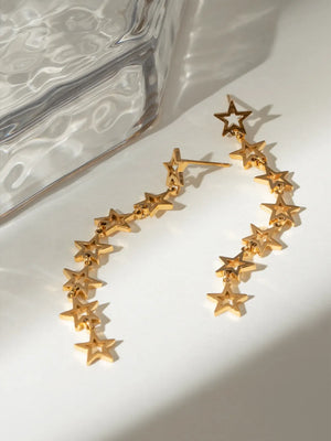 Gold celestial star cascade dangling earrings