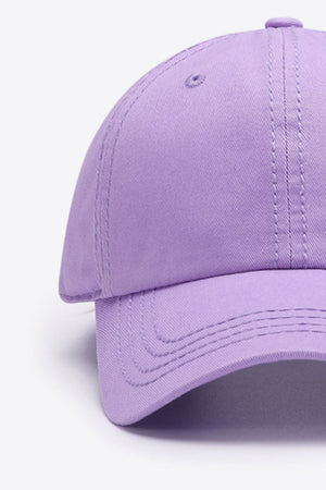 Purple canvas baseball cap with stitched details