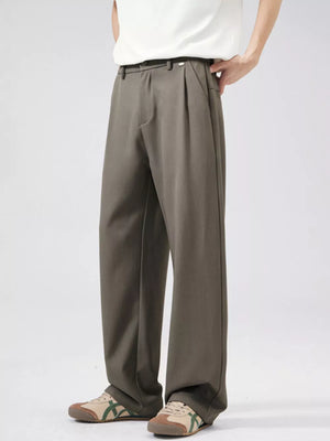 Men's Wide Leg Pleated Pants Plus Size in Black, front view