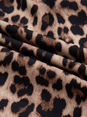Women's leopard print shirt with lace trim detail