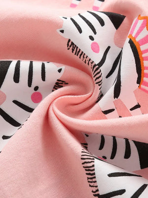 Pink cotton blend toddler top with cute zebra print and pink cheeks.