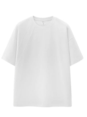 Men's Solid Color Short Sleeve T-shirt in White, fit detail