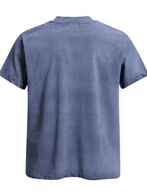 Men's Round Neck Short Sleeve T-shirt, close-up detail