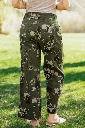 Vintage Floral Print High Waist Wide Leg Jeans, side view