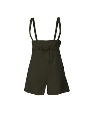 Moss high-waisted drawstring suspender shorts with pockets
