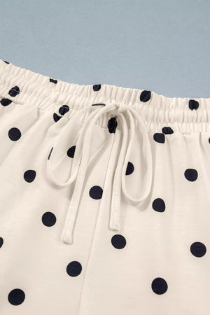 White polka dot bikini bottoms with drawstring waist