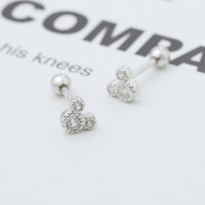 Sterling silver Mickey Mouse stud earrings with dazzling stones